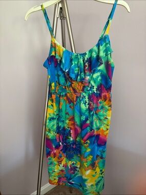 Bobbie Brooks Teal & Bright Multicolor Floral Mini Dress